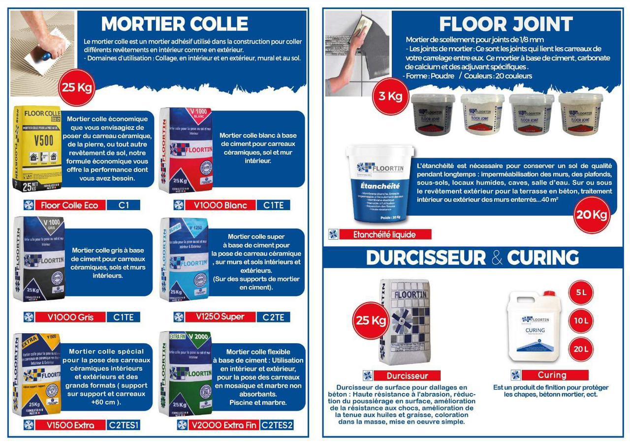 Page 2 – Mortier Colle, Floor Joint, Durcisseur
